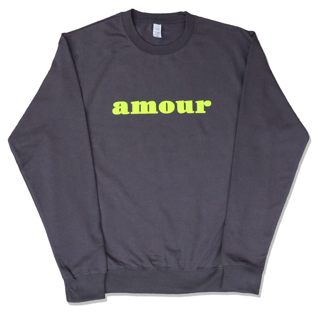 CREWNECK "AMOUR" CHARCOAL BLACK/ FLUO