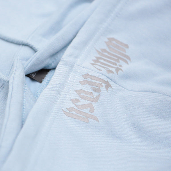 SKY BLUE 'WHITE TRASH' OVERSIZED HOODIE (3M)
