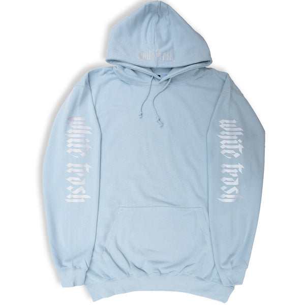 SKY BLUE 'WHITE TRASH' OVERSIZED HOODIE (3M)