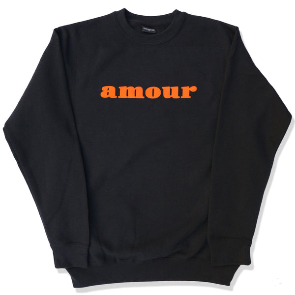 CREWNECK SWEATER "AMOUR" BLACK/ CARROT