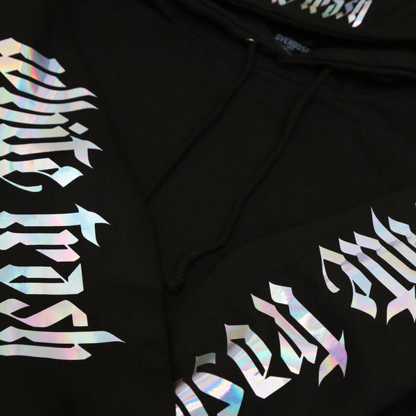 5TH ANNIVERSARY 'WHITE TRASH' OVERSIZED HOODIE (IRISDESCENT)