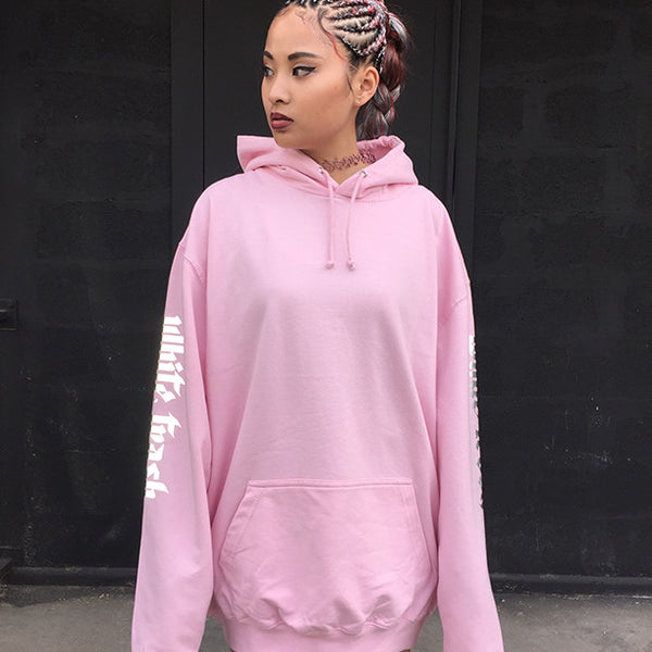 LIGHT PINK 'WHITE TRASH' OVERSIZED HOODIE (3M)