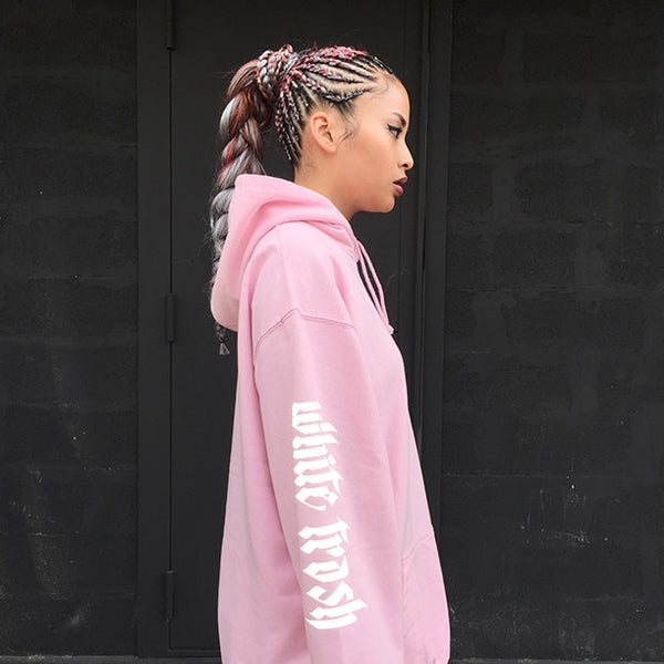LIGHT PINK 'WHITE TRASH' OVERSIZED HOODIE (3M)