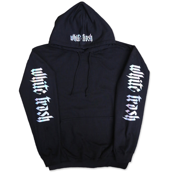 5TH ANNIVERSARY 'WHITE TRASH' OVERSIZED HOODIE (IRISDESCENT)